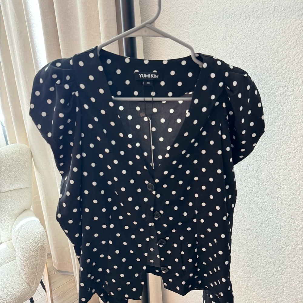 Yumi Kim Black Polka Dot Women's Top size xs nwt - Picture 3 of 7